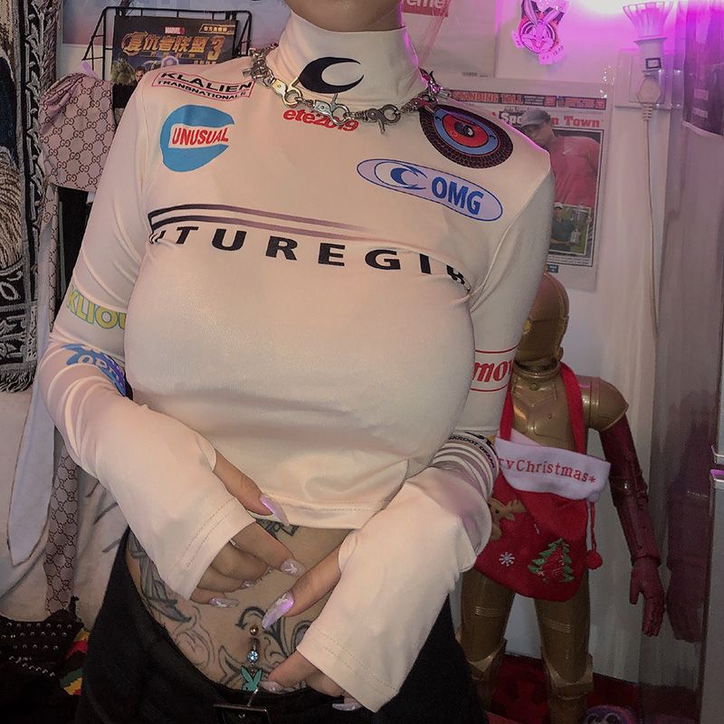 Áo Thun Tay Dài Cổ Cao Ôm Dáng Phong Cách Âu Mỹ Thời Trang Thu Đông Cho Nữ