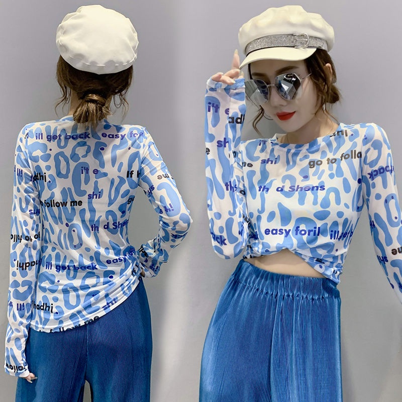 Áo Thun Tay Dài In Chữ Dáng Ôm Thời Trang Mùa Hè Thu Cho Nữ Có Size Lớn