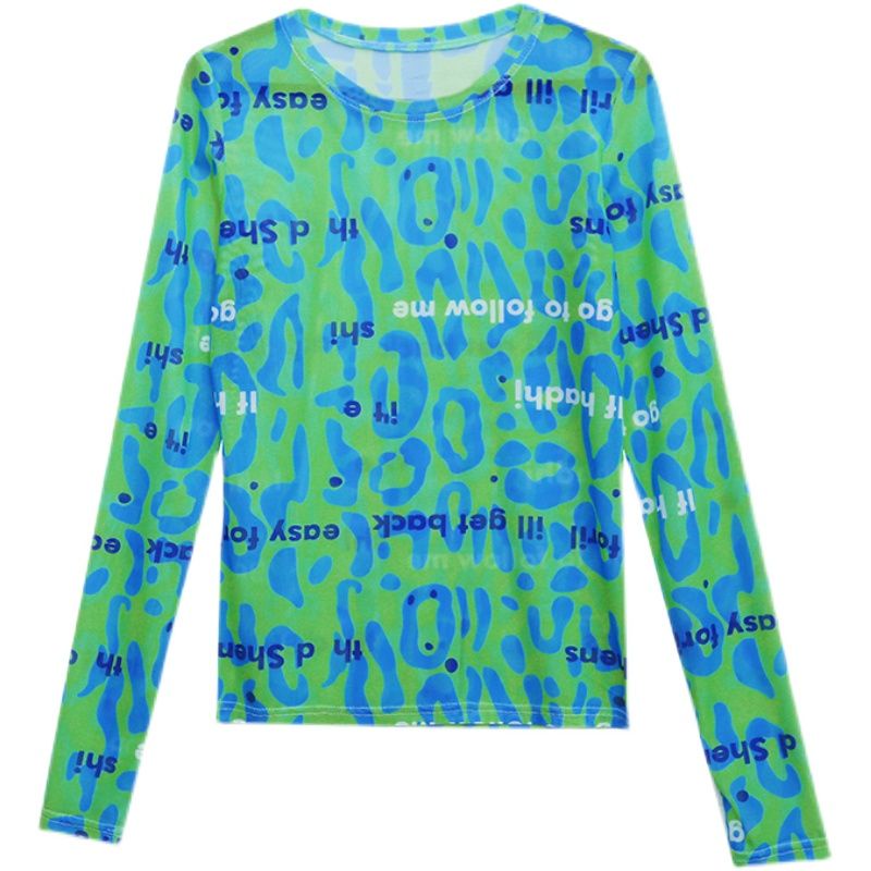 Áo Thun Tay Dài In Chữ Dáng Ôm Thời Trang Mùa Hè Thu Cho Nữ Có Size Lớn