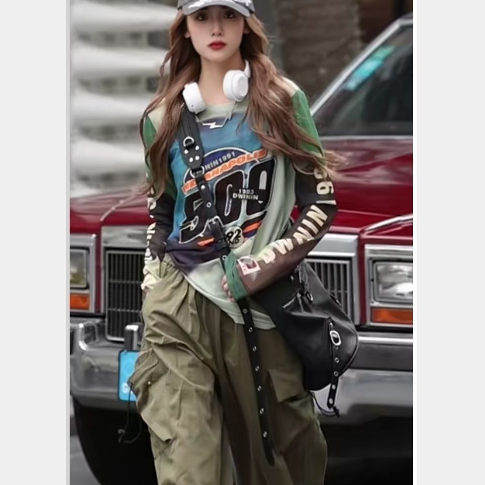 Jiashucheng Áo Chống Nắng Dáng Rộng Cổ Tròn In Chữ Có Size Lớn Phong Cách Châu Âu Cho Nữ