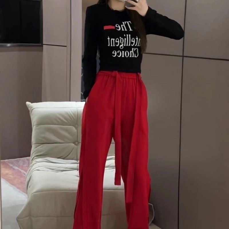 Jiashucheng Áo Thun Tay Dài In Chữ Phong Cách Phương Tây Thời Trang Mùa Xuân Mới Cho Nữ