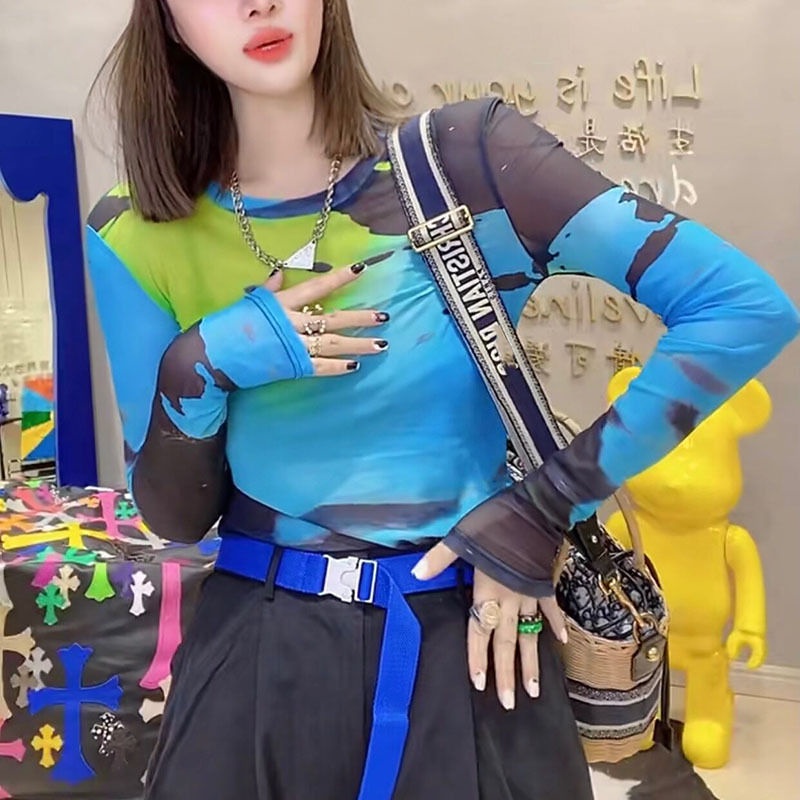 Jiashucheng Áo Thun Tay Dài Chống Nắng Nhẹ Nhàng Trong Suốt Thời Trang Mùa Xuân Mới Cho Nữ