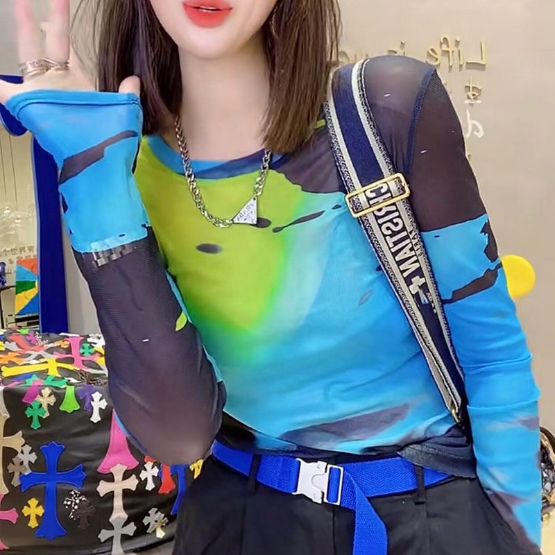 Jiashucheng Áo Thun Tay Dài Chống Nắng Nhẹ Nhàng Trong Suốt Thời Trang Mùa Xuân Mới Cho Nữ