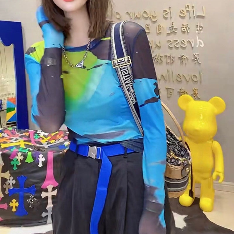 Jiashucheng Áo Thun Tay Dài Chống Nắng Nhẹ Nhàng Trong Suốt Thời Trang Mùa Xuân Mới Cho Nữ