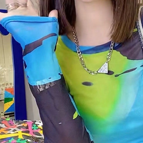 Jiashucheng Áo Thun Tay Dài Chống Nắng Nhẹ Nhàng Trong Suốt Thời Trang Mùa Xuân Mới Cho Nữ