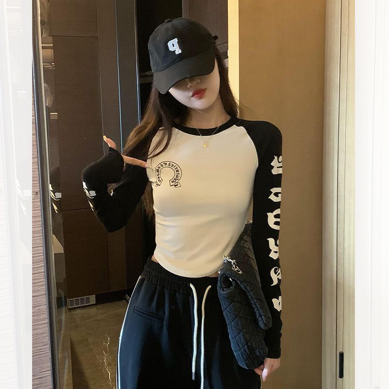 Jiashucheng Áo Thun Tay Dài Dáng Ôm Thời Trang Mùa Thu Hàng Mới Dành Cho Bạn Nữ