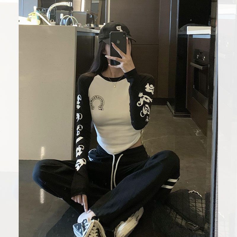 Jiashucheng Áo Thun Tay Dài Dáng Ôm Thời Trang Mùa Thu Hàng Mới Dành Cho Bạn Nữ