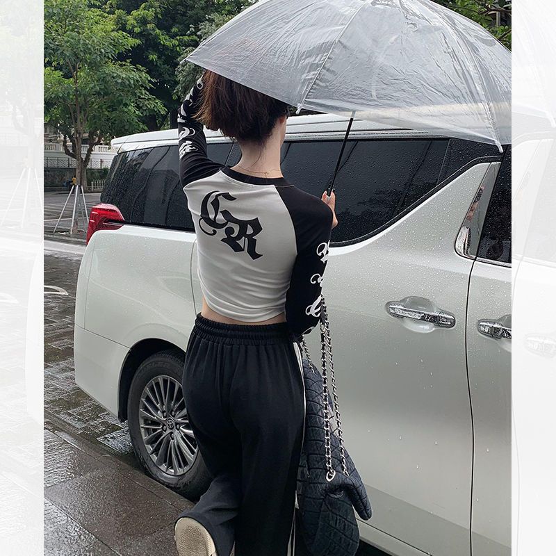 Jiashucheng Áo Thun Tay Dài Dáng Ôm Thời Trang Mùa Thu Hàng Mới Dành Cho Bạn Nữ