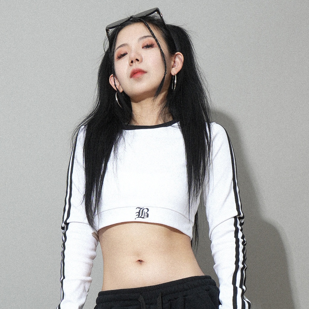 Jiashucheng Áo Croptop Trắng Dáng Ôm Ngắn Phối Màu Tương Phản Dễ Phối Đồ