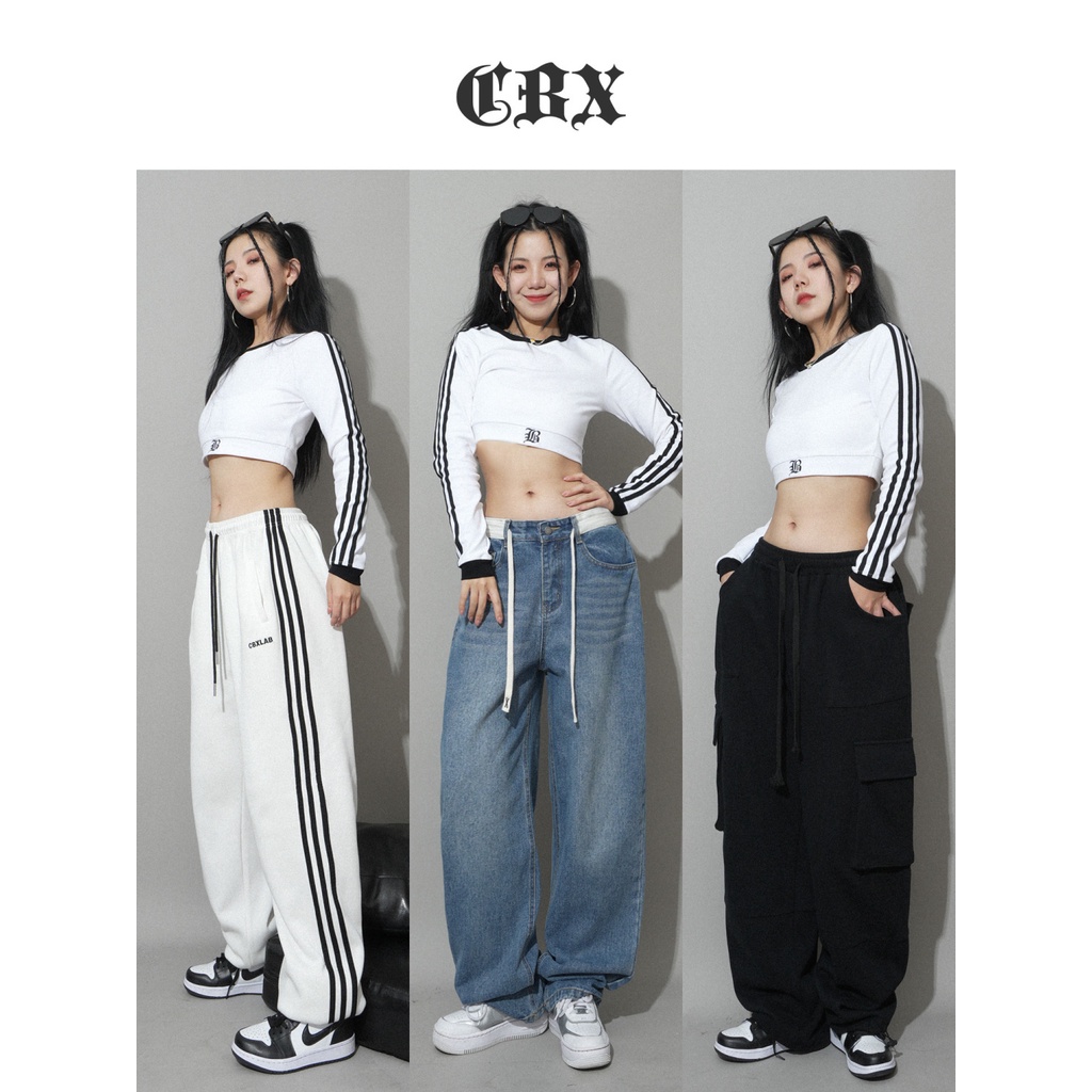 Jiashucheng Áo Croptop Trắng Dáng Ôm Ngắn Phối Màu Tương Phản Dễ Phối Đồ