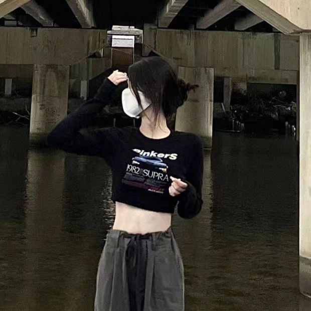 Áo Thun Lửng Tay Dài In Họa Tiết Jiashuchengy2k Millennium Thời Trang Xuân Thu Cho Nữ