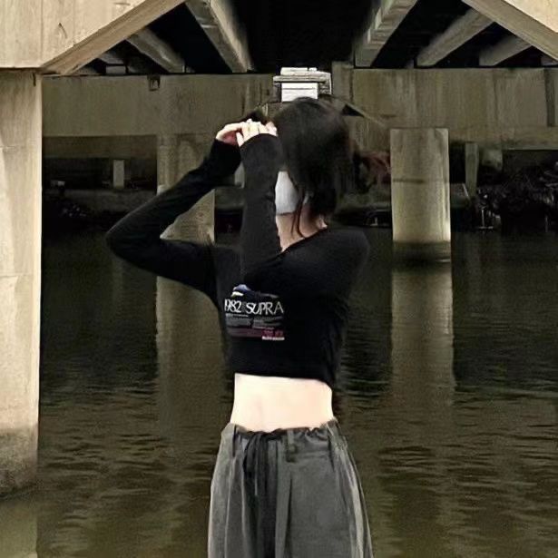 Áo Thun Lửng Tay Dài In Họa Tiết Jiashuchengy2k Millennium Thời Trang Xuân Thu Cho Nữ