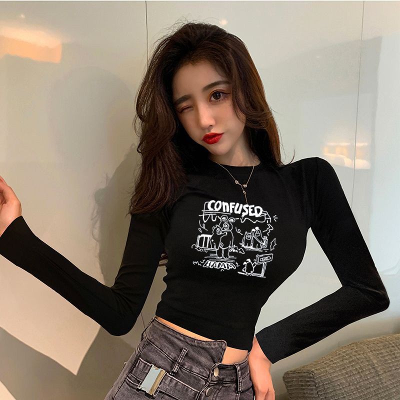 Áo Thun Dài Tay Ôm Dáng Phong Cách Mỹ Thời Trang Mùa Thu Hàng Mới Dành Cho Nữ