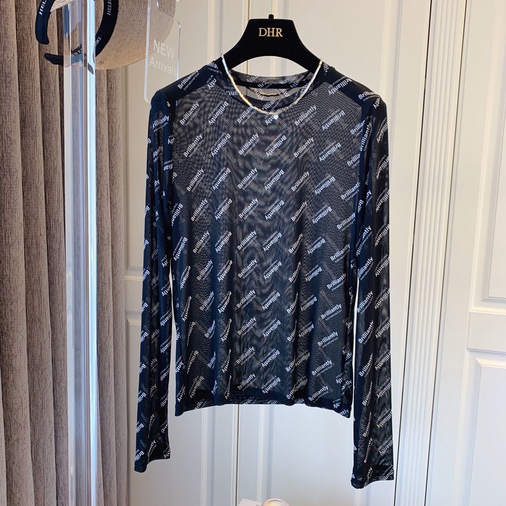 Áo Thun Tay Dài Chống Nắng In Chữ Phong Cách Hàn Quốc Thời Trang Xuân Hè Cho Nữ