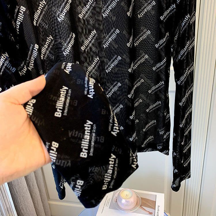 Áo Thun Tay Dài Chống Nắng In Chữ Phong Cách Hàn Quốc Thời Trang Xuân Hè Cho Nữ