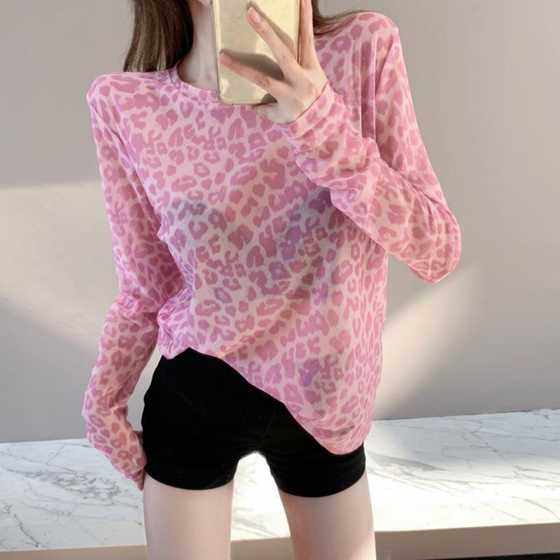 Áo Thun Tay Dài In Họa Tiết Da Báo Phong Cách Thời Trang Mới