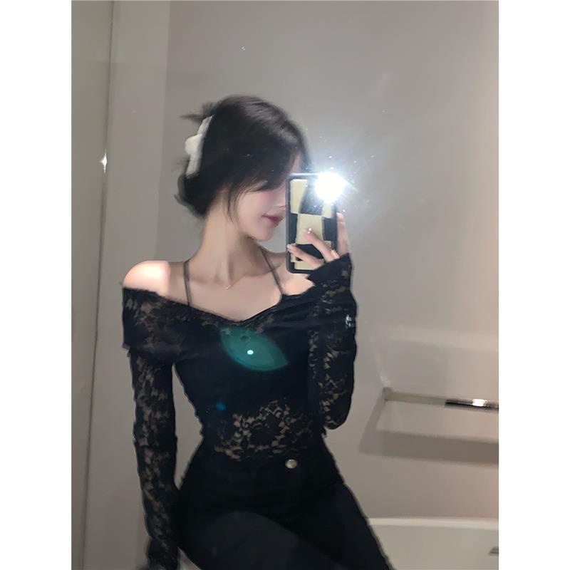 Jiashuchengv Áo Thun Nhỏ Phối Ren Cổ Cao Phong Cách Phương Tây Thời Trang Xuân Thu Mới Cho Nữ