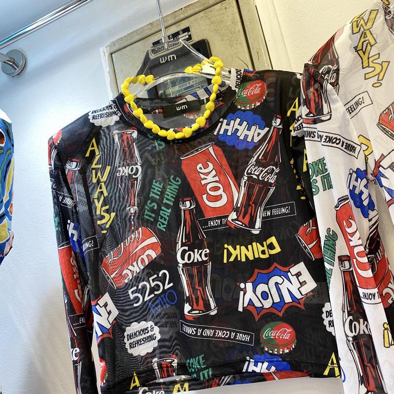 Jiashucheng Áo Thun Tay Dài Mỏng Nhẹ Trong Suốt In Họa Tiết Thời Trang Mùa Hè Dễ Phối Đồ Dành Cho Nữ