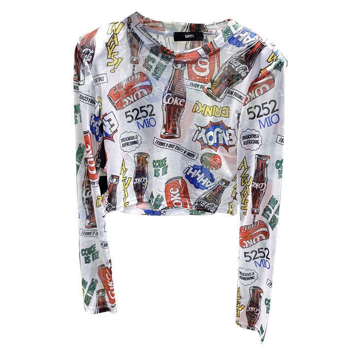 Jiashucheng Áo Thun Tay Dài Mỏng Nhẹ Trong Suốt In Họa Tiết Thời Trang Mùa Hè Dễ Phối Đồ Dành Cho Nữ