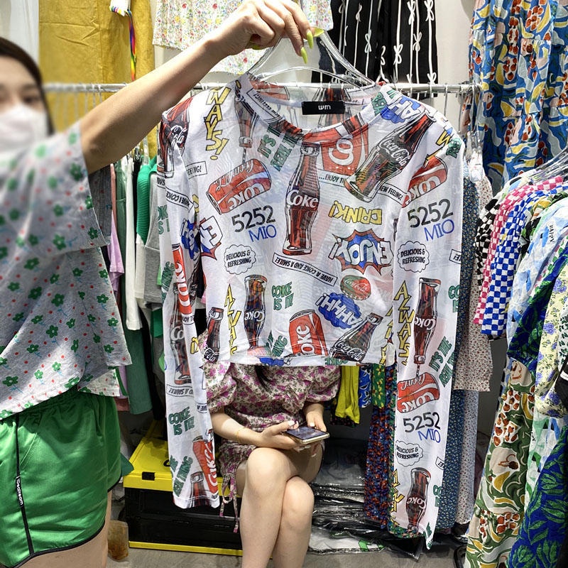 Jiashucheng Áo Thun Tay Dài Mỏng Nhẹ Trong Suốt In Họa Tiết Thời Trang Mùa Hè Dễ Phối Đồ Dành Cho Nữ