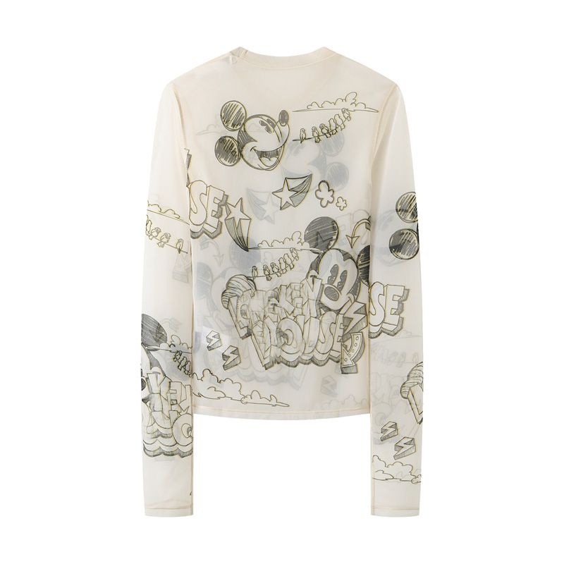 Áo Thun Tay Dài In Họa Tiết Hoạt Hình Giả Nhiều Lớp Thời Trang Cho Nữ