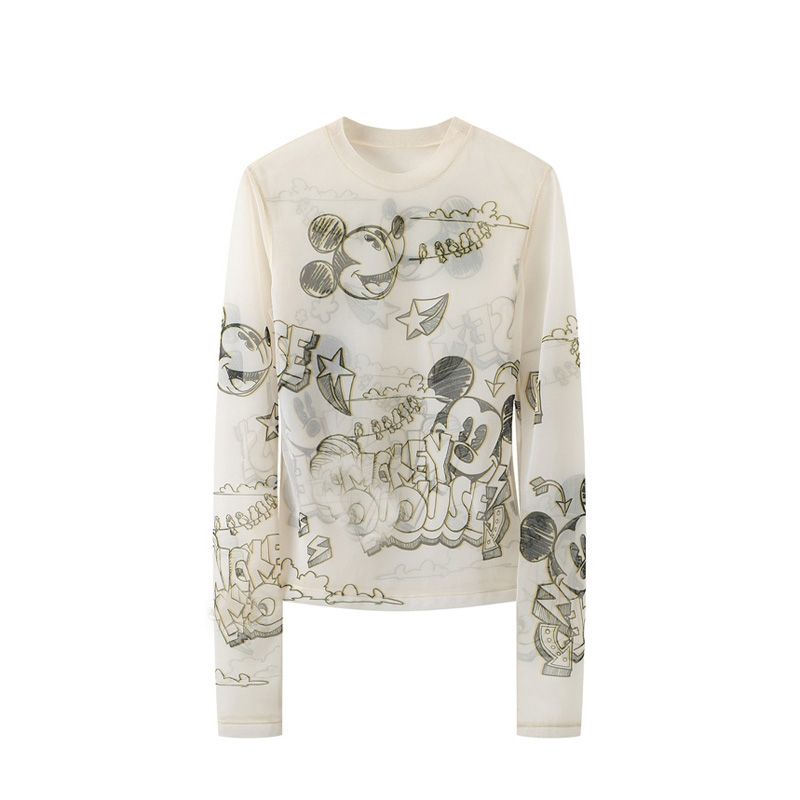 Áo Thun Tay Dài In Họa Tiết Hoạt Hình Giả Nhiều Lớp Thời Trang Cho Nữ