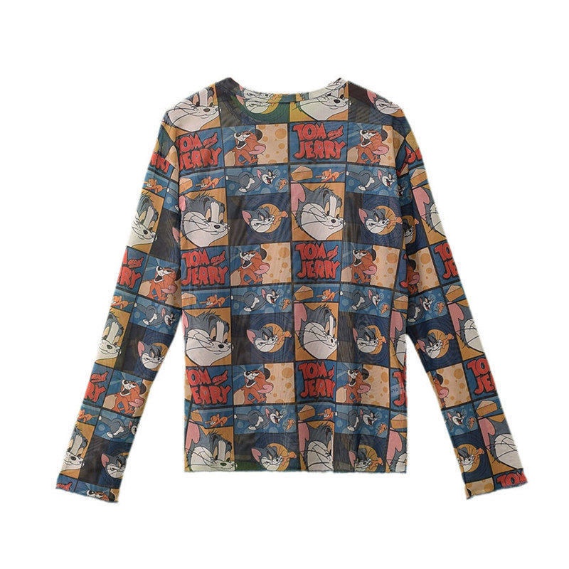 Áo Sơ Mi In Hoạt Hình Tom Jerry Phong Cách Phương Tây Thời Trang Xuân Hè Cho Nữ