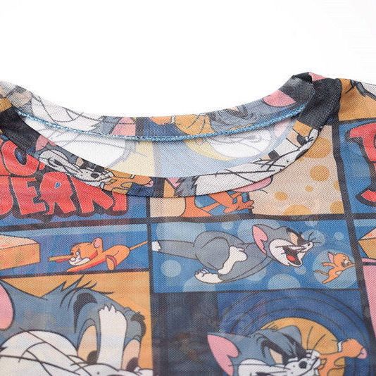 Áo Sơ Mi In Hoạt Hình Tom Jerry Phong Cách Phương Tây Thời Trang Xuân Hè Cho Nữ