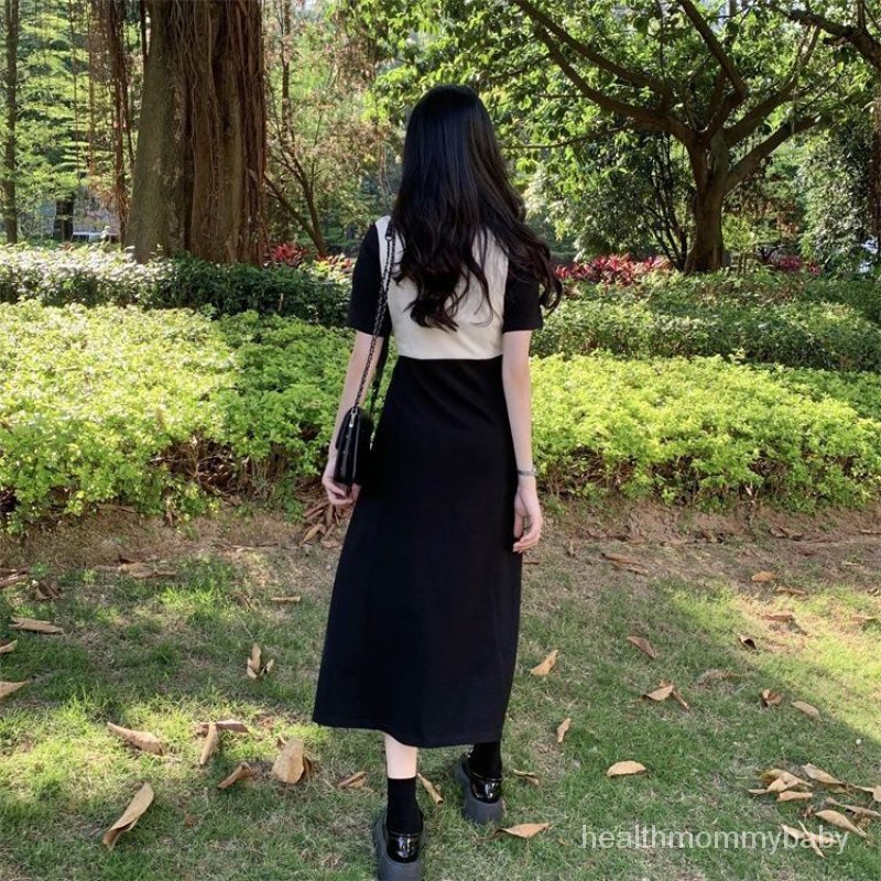 Váy Liền Cho Con Bú   Cảm Giác Thiết Kế Bo Eo Thon Gọn XẺ TÀ Màu Tương Phản POLOCổ Áo  Váy Liền Cho Con Bú