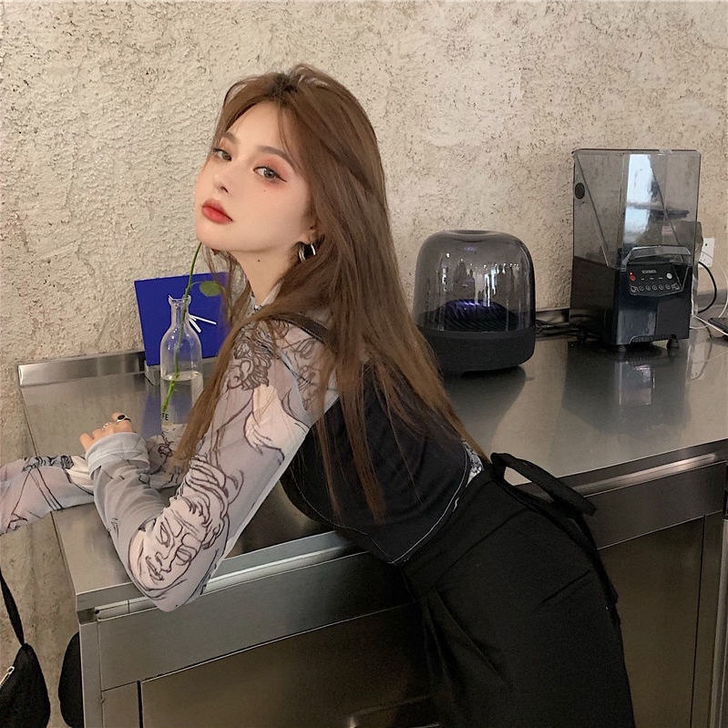 Áo Thun Tay Dài Cổ Cao Dáng Ôm Thời Trang Mùa Hè Xinh Xắn Cho Nữ