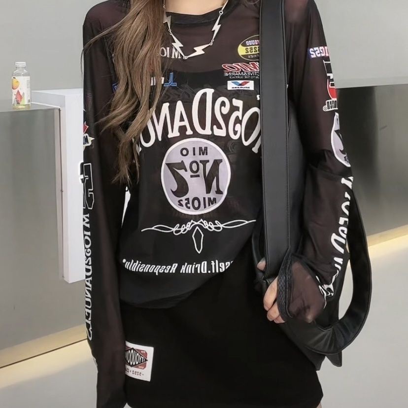 Jiashucheng Áo Thun Dáng Ôm In Chữ Thời Trang Xuân Hè Dễ Phối Đồ Cho Nữ