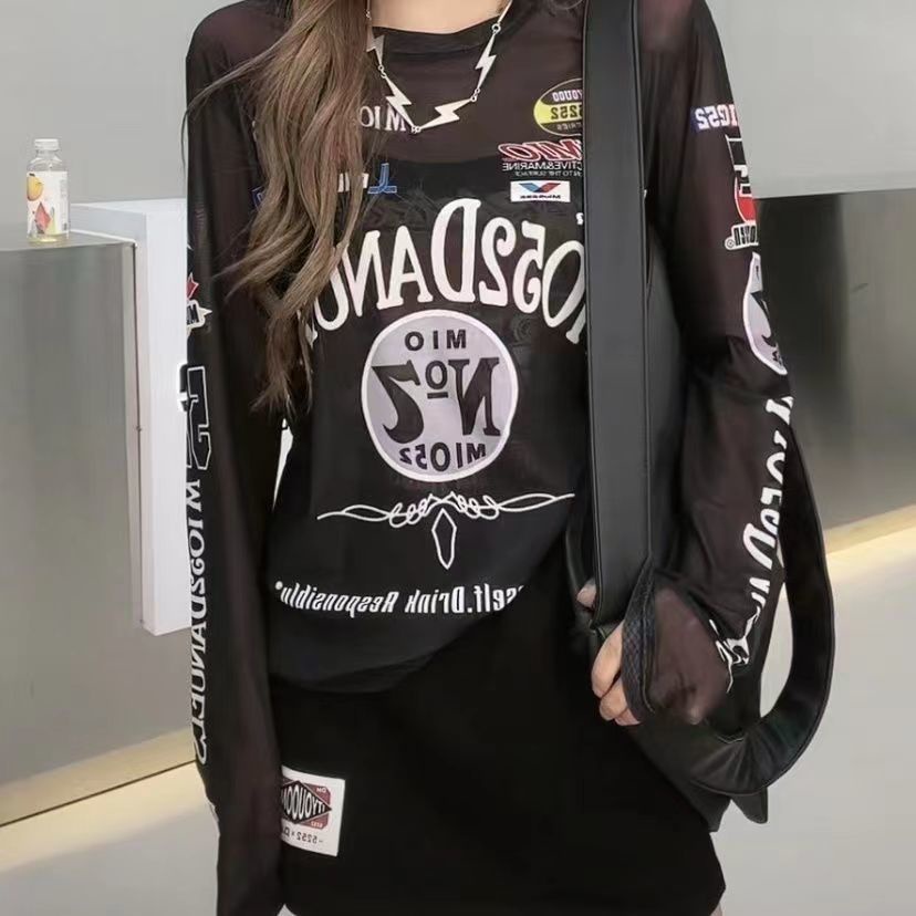 Jiashucheng Áo Thun Dáng Ôm In Chữ Thời Trang Xuân Hè Dễ Phối Đồ Cho Nữ