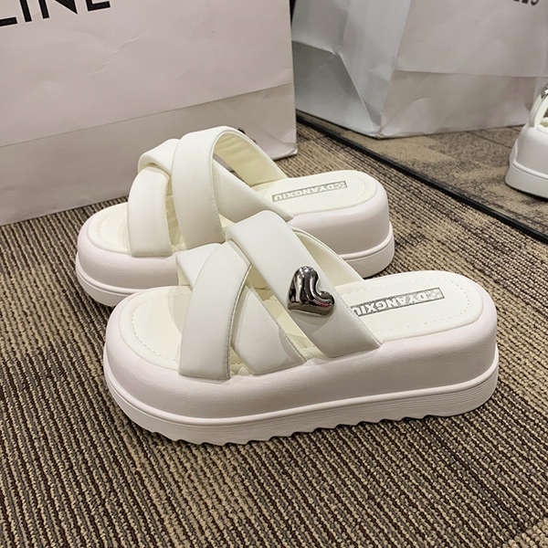 Dép sandal đế dày dép lê nữ độn cao chéo mùa hè đế dày