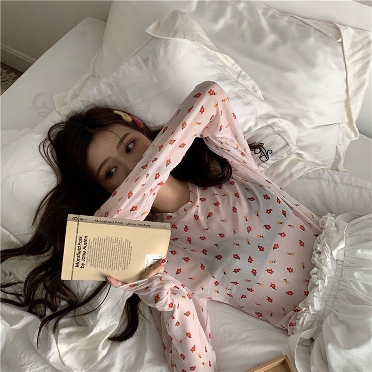 Áo Thun Tay Dài Chống Nắng Mỏng In Họa Tiết Hoa Xinh Xắn Thời Trang Xuân Hè Cho Nữ