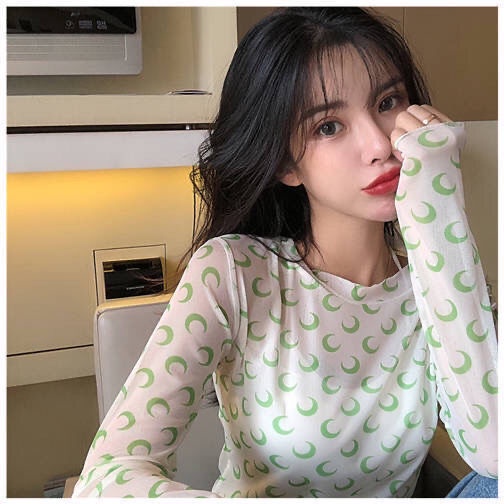 Áo Thun Tay Dài Chống Nắng Mỏng In Họa Tiết Hoa Xinh Xắn Thời Trang Xuân Hè Cho Nữ