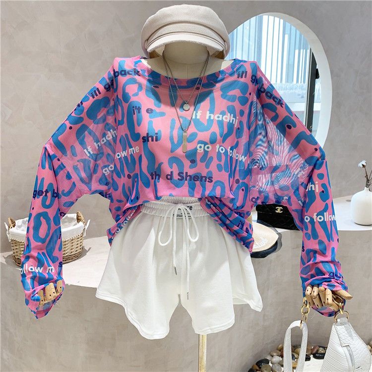 Áo Thun Tay Dài Cổ Tròn Mỏng In Chữ Phong Cách Hàn Quốc Thời Trang Mùa Hè Hàng Mới Dành Cho Bạn Nữ