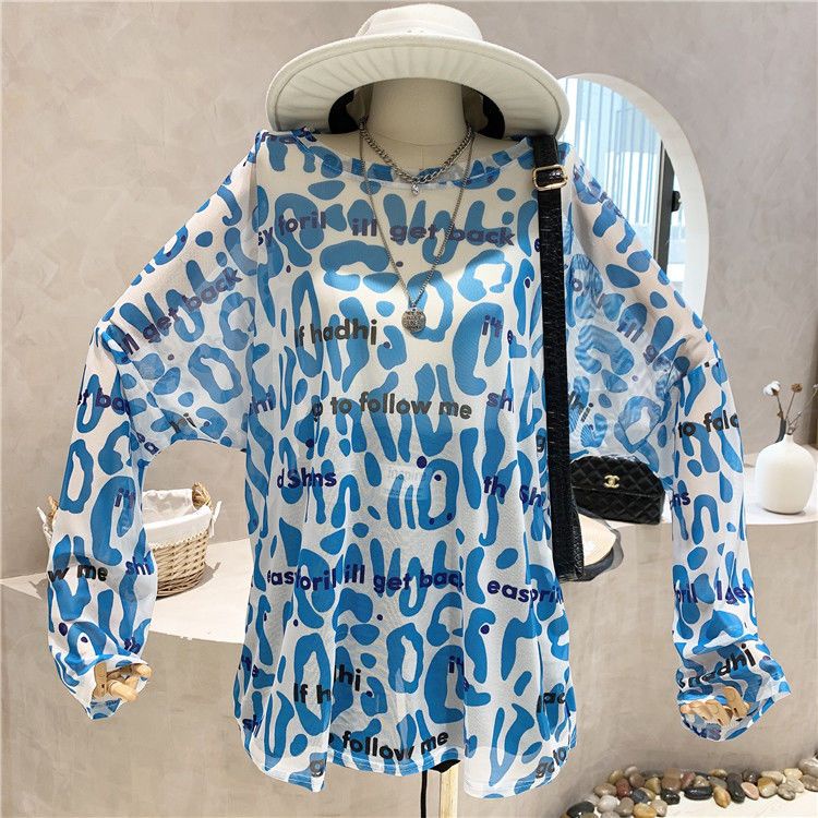 Áo Thun Tay Dài Cổ Tròn Mỏng In Chữ Phong Cách Hàn Quốc Thời Trang Mùa Hè Hàng Mới Dành Cho Bạn Nữ