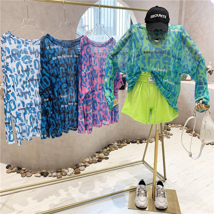 Áo Thun Tay Dài Cổ Tròn Mỏng In Chữ Phong Cách Hàn Quốc Thời Trang Mùa Hè Hàng Mới Dành Cho Bạn Nữ