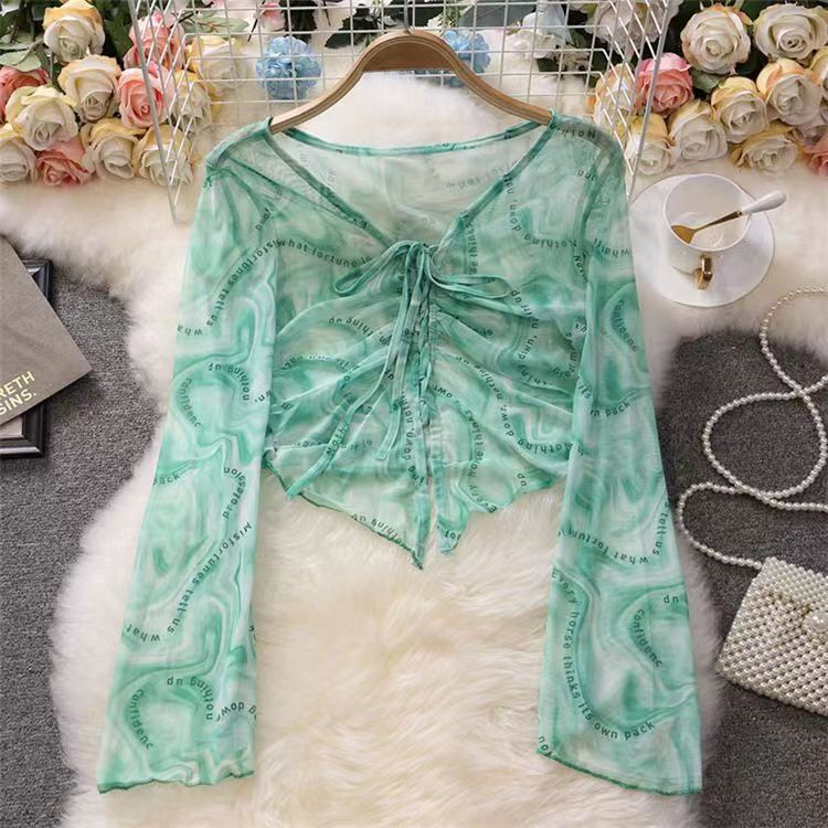 Áo Thun Lửng Cổ Chữ V Dáng Ôm In Họa Tiết Chữ Thời Trang Xuân Thu Phong Cách Hàn Quốc Cho Nữ