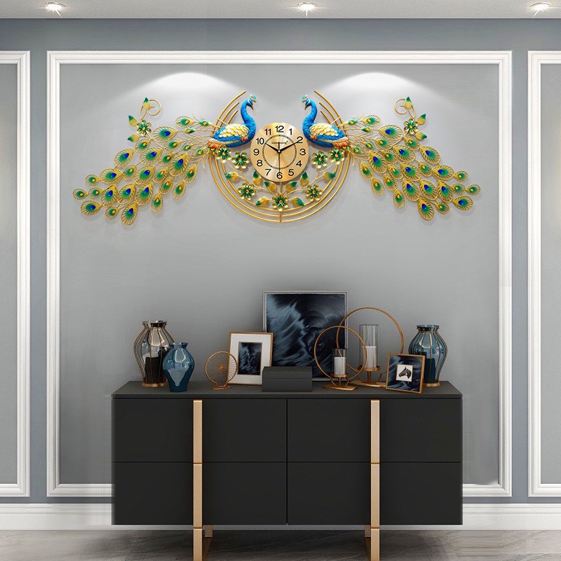 Cathywatch Đồng Hồ Treo Tường, Đồng Hồ Trang Trí Đôi Chim Công KD2888