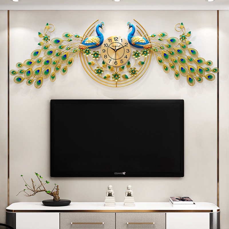Cathywatch Đồng Hồ Treo Tường, Đồng Hồ Trang Trí Đôi Chim Công KD2888