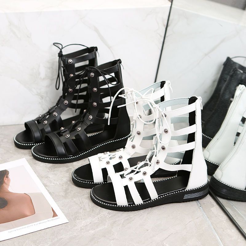 Giày Sandal Đế Bằng Có Khóa Kéo Sau Lưng Thời Trang Mùa Hè Cho Nữ