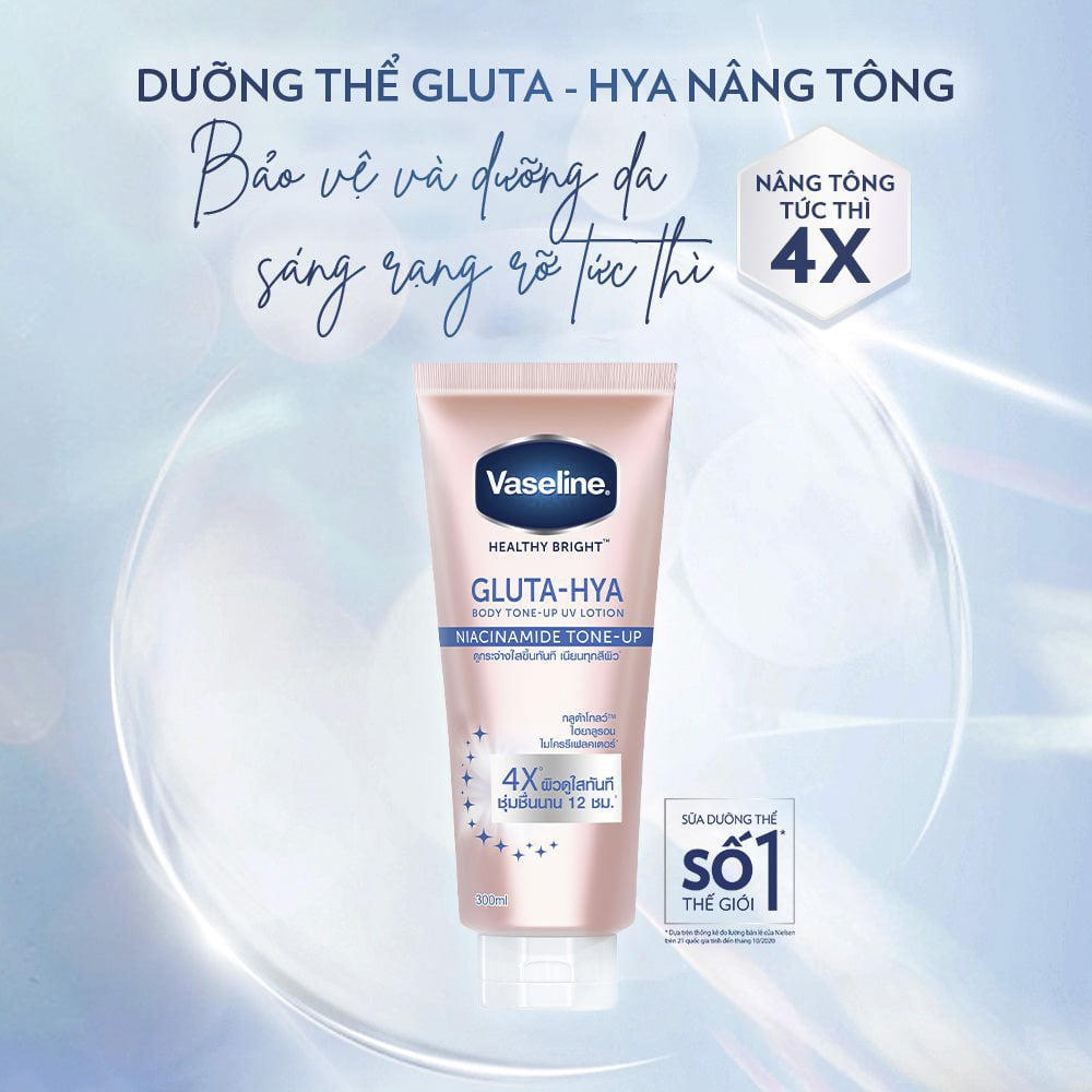 Sữa Dưỡng Thể Giúp Sáng Da Vaseline Nâng Tông  Gấp 4 Lần Gluta-Hya Niacinamide Tone-up 300ml