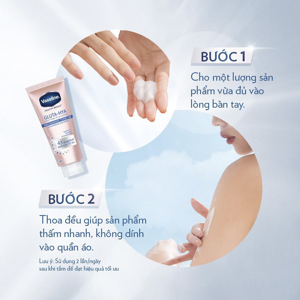 Sữa Dưỡng Thể Giúp Sáng Da Vaseline Nâng Tông  Gấp 4 Lần Gluta-Hya Niacinamide Tone-up 300ml