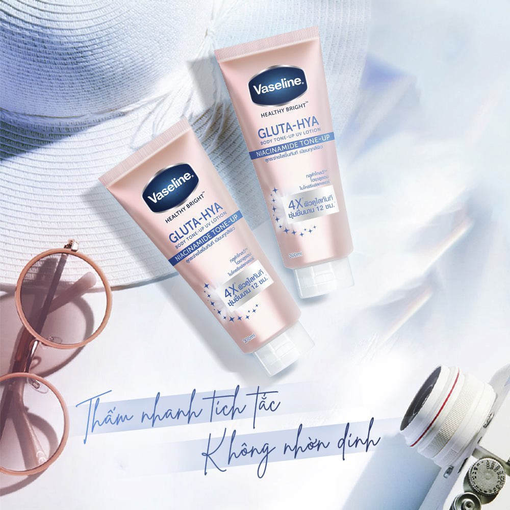 Sữa Dưỡng Thể Giúp Sáng Da Vaseline Nâng Tông  Gấp 4 Lần Gluta-Hya Niacinamide Tone-up 300ml