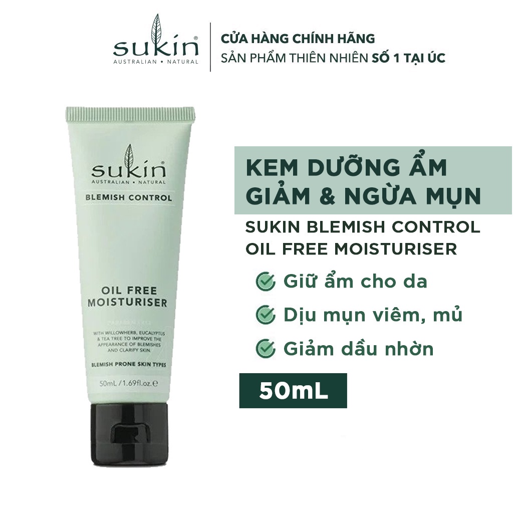 [GIFT] Kem Dưỡng Ẩm Giảm Mụn Sukin Blemish Control Oil Free Moisturiser 50ml