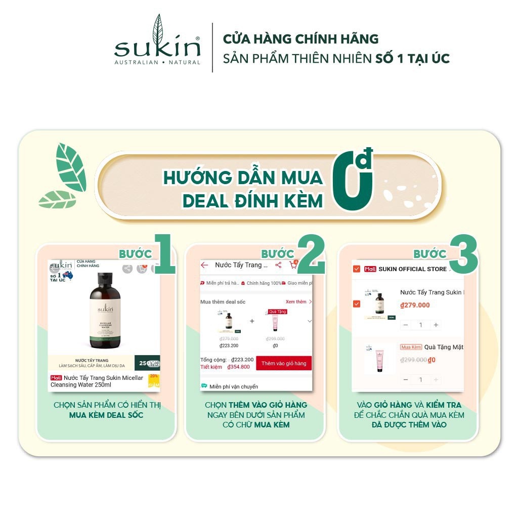 [MUA 1 ĐƯỢC 3] Chăm sóc Cơ thể|Tặng dù Natio|Sữa Tắm Hương Chanh Và Dừa 500ml+Sữa Dưỡng Thể Sukin Signature 500ml