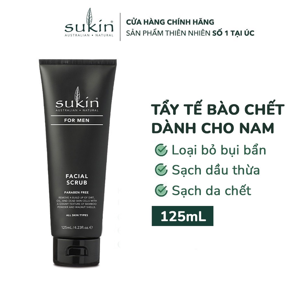 Combo Tẩy Tế Bào Chết & Sữa Rửa Mặt Cho Nam Sukin For Man Facial Scrub (125ml) + Facial Cleanser (225ml)