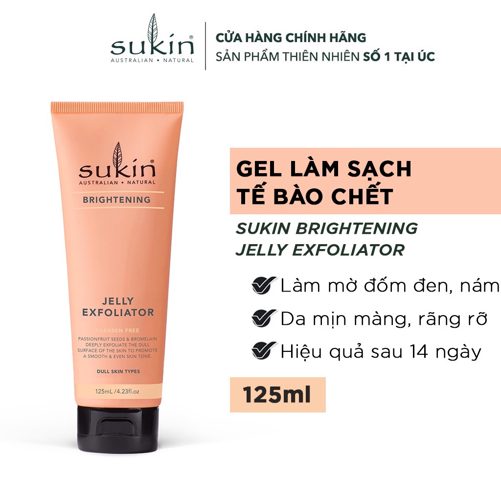 Gel tẩy tế bào chết Sukin Brightening Jelly Exfoliator 125ml (HSD: 29/09/2024)