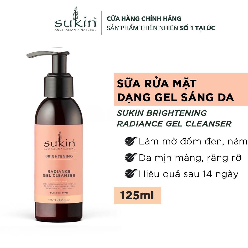 Sữa rửa mặt dạng gel sáng da Sukin Brightening Radiance Gel Cleanser 125ml